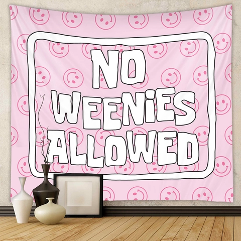 Arazzo Decorativo Poliestere Appeso A Parete No Weenies Allowed Slogan Vortice Psichedelico Estetica Indie Decorazione Stanza