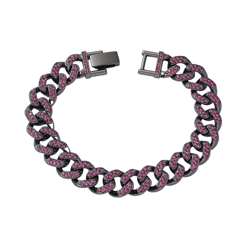 Hip Hop Cuban Link Bracelet For Men Alloy Full Rhinestone Iced Out Punk Fashion Jewelry Heavy Metal Chain Wristband Accessory Gift