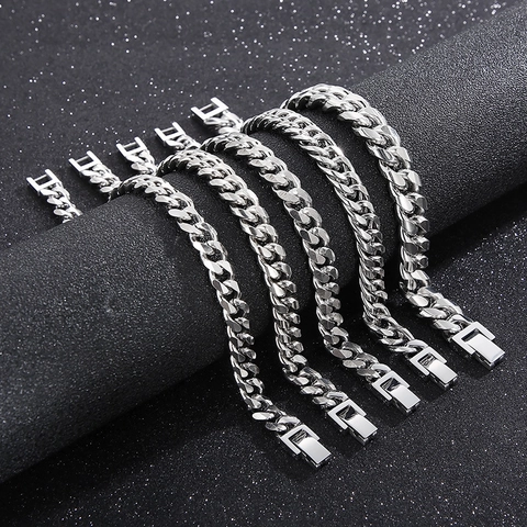 Cuban Link Chain Bracelet Stainless Steel Minimalist Polished Fashion Jewelry For Men And Women