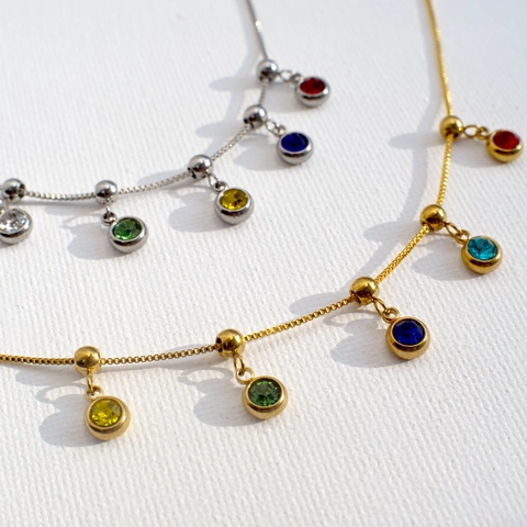 Collana Con Pendente Pietra Portafortuna In Acciaio Inossidabile Minimalista Gioielli Cristallo Tondo Regalo Festa Della Mamma