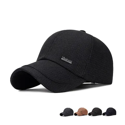 Baseball Cap Cotton Grid Pattern Breathable Adjustable Metal Decoration Outdoor Sport Casual Sun Hat