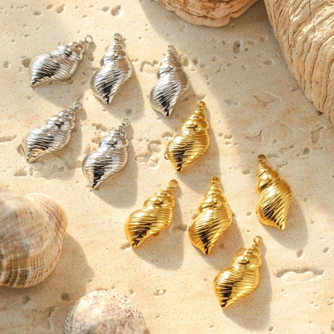 Colgantes Caracola Concha Acero Inoxidable 304 Texturizado Metálico DIY Joyería Estilo Vacaciones Para Collar