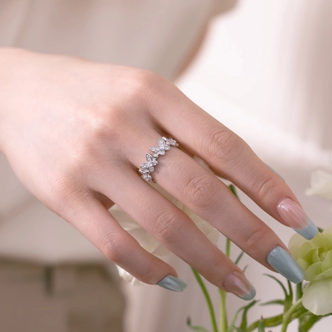 Anello Farfalla in Argento Sterling 925 per Donna Micro Intarsio Zirconia Elegante Gioielleria di Moda Delicato Anello d'Argento Regalo