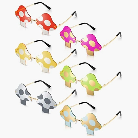 Lunettes De Soleil Sans Monture En Forme De Champignon Irrégulières Mode Fête Pour Femmes Branches En Métal Dégradé