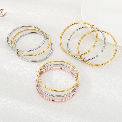 Edelstahl Ineinandergreifende Ring Armreif Hochglanzpoliert Minimalistisch Stapelbar Geometrischer Schmuck Für Frauen