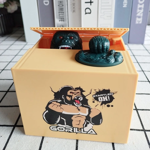 Stealing Coin Piggy Bank Electric Automatic Plastic Cartoon Gorilla Dinosaur Panda Money Saving Box For Kids Toy Gift