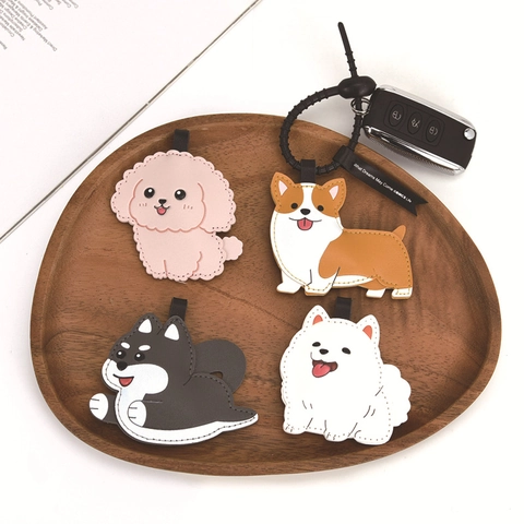 Portachiavi In Pelle Cane Cartone Animato Con Suono Squeezable Ciondolo Borsa Cucciolo Carino Regalo Novità
