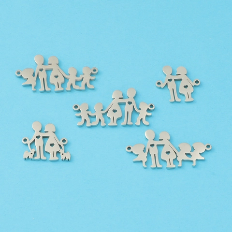 Ciondoli Famiglia Acciaio Inossidabile Pendants DIY Accessori Gioielli Cartone Animato Ragazzo Ragazza Coppia Animale