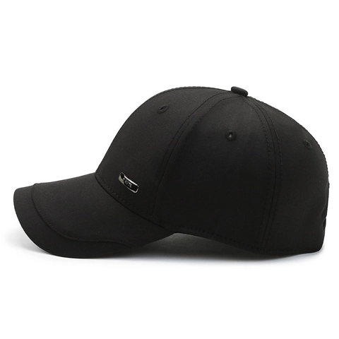Cappello Da Baseball Da Uomo Regolabile Cotone Poliestere Parasole Visiera Curva Cappello Casual Con Targa In Metallo