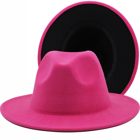 Fedora Hat Wide Brim Woolen Felt Contrasting Color Two Tone Vintage Jazz Style For Men Women Elegant Winter Accessory