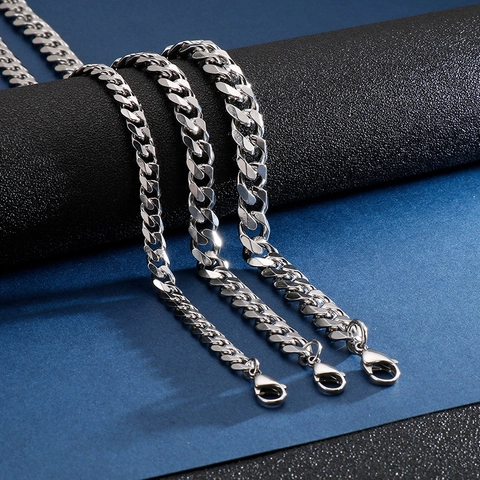 Cuban Link Chain Necklace Stainless Steel Chunky Hip Hop Polished Metal Jewelry For Men Women