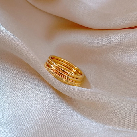 Minimalistische Titanstahl Stapelringe Für Damen Schlanke Goldene Matte Und Polierte Band Ins Stil Schmuck Geschenk