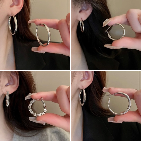 Geometrische Creolen Voor Dames Koper Chique Gedraaide Cirkel Sieraden Met 925 Sterling Zilveren Oorstokjes