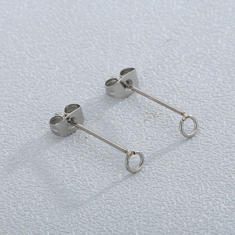 Pendientes De Botón Con Anillo Geométrico Minimalista De Acero Inoxidable Con Lazo Y Cierres De Mariposa Accesorios DIY Joyería