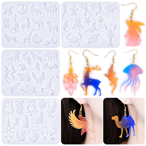 Animal Series Earring Silicone Mold DIY Resin Jewelry Making Tool Sea Life Creature Pendant Casting Craft Accessory