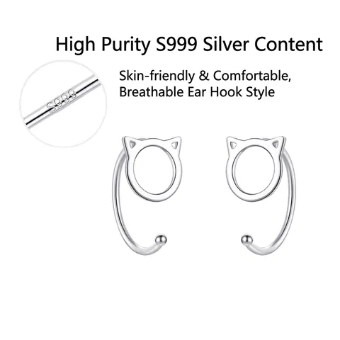 Minimalist Sterling Silver Ear Hooks Heart Cat Butterfly Swan Flower Small Hypoallergenic Earrings Women Fashion Jewelry