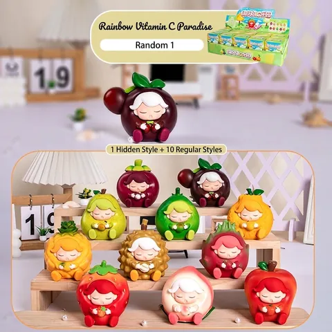 Caja Ciega Serie Jardín de Frutas Vitamina C Figura de Resina Animada Modelo de Animal Durmiendo Decoración de Escritorio Regalo