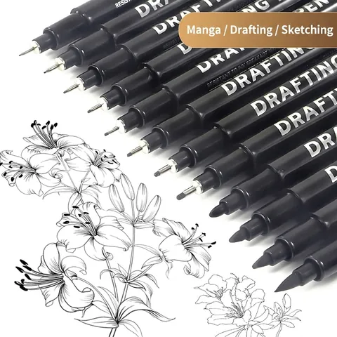 Bolígrafos De Dibujo Fineliner Impermeable Secado Rápido Tinta Negra Para Bocetos Dibujo Manga Suministros De Arte