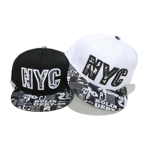 Cappello Da Baseball A Tesa Piatta Ricamo NYC Cotone Stampa Giornale Graffiti Snapback Hip Hop Streetwear Per Uomo Donna