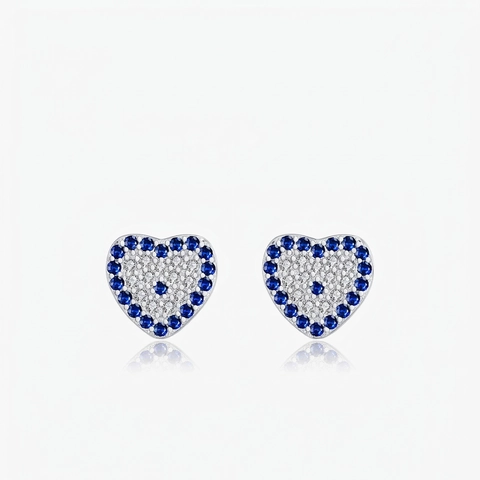 Orecchini A Lobo Cuore Argento Sterling 925 Con Pavé Zirconia Blu Bianco Gioielli Romantici Per Donna