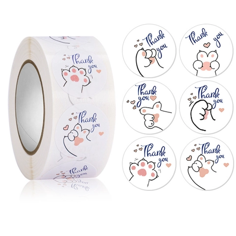 Autocollants De Remerciement Motifs Animaux Dessins Animés Étiquettes Rondes Auto-adhésives Pour Emballage Cadeau De Cuisson Scrapbooking