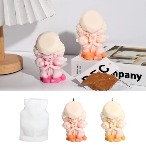 Rose Bear Silicone Mold DIY Handmade Diamond For Aromatherapy Candle Soap Resin Crafting