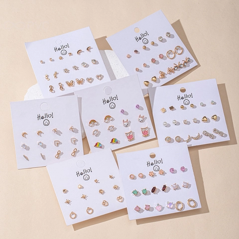 Alloy Oorknopjes Roestvrijstalen Oorstift Hart Ster Vlinder Kers Kunstparel Strass Zoete Mode Sieraden Dames