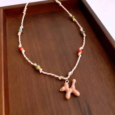 Collana Di Perline In Corda Di Cotone Fatta Mano Perline In Ceramica Colorata Ciondolo Cane Palloncino Gioielli Stile Pastorale