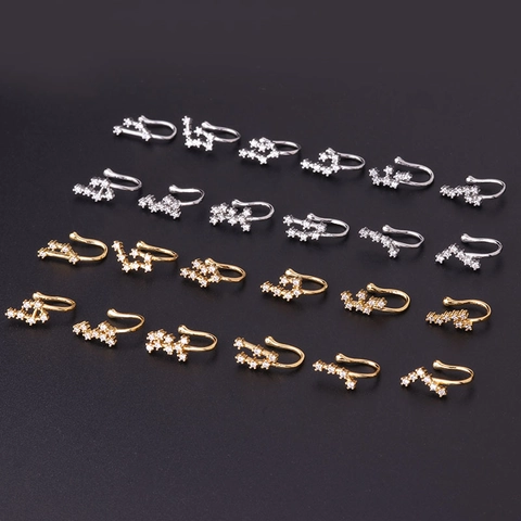 Zodiac Sign Nose Ring Non-Piercing Copper Zirconia Faux Piercing Jewelry For Women Constellation Style