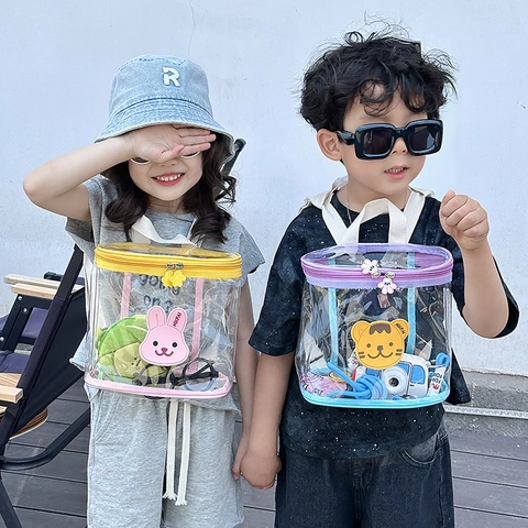 Mochila Transparente De PVC Para Niños Impermeable Lindo Animal De Dibujos Animados Jardín De Infancia Bolsa De Merienda