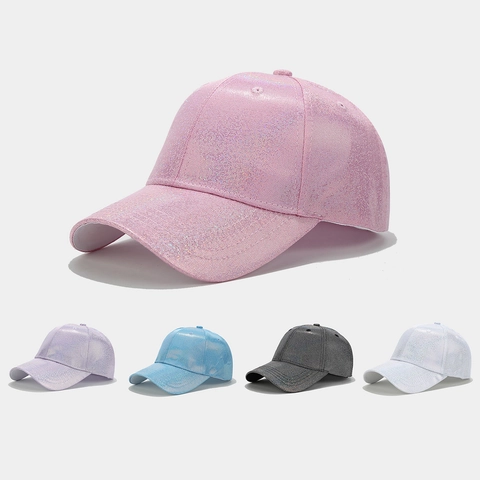 Glitter PU Leder Baseball Kappe Schimmer Verstellbare Sonnenschutz Hut Für Herren Und Damen Mode Outdoor Sport Trendy
