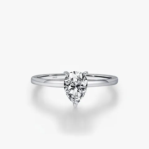 Birnenförmiger Moissanit Ring 925 Sterling Silber Einfacher Eleganter Schmuck Für Frauen Verlobung Hochzeit OL Stil