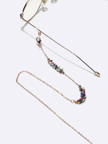 Fashion Glasses Chain With Colorful Rice Beads Metal Link Non-Slip Mask Lanyard For Women Boho Eyewear Strap Holder