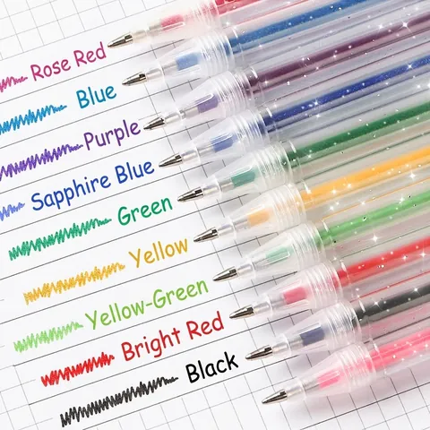 Glitter Gel Pens Sparkle Colored Ink 1.0mm Bullet Tip For Journaling Scrapbooking DIY Drawing Art Supplies Student