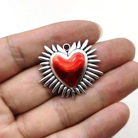 Vintage Gothisch Hart Charms Hangers Legering Emaille Doornen Heilig Hart Ontwerp Voor DIY Sieraden Maken Ketting Oorbel Retro Stijl