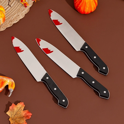 Halloween Blutiger Dolch Kunststoff Simulation Horror Küchenmesser Cosplay Kostüm Requisite Party Streich Spielzeug Dekoration