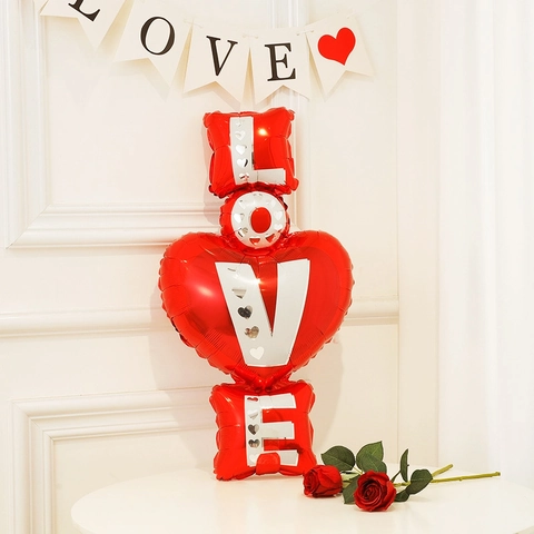 Heart Shaped Connected Foil Balloons Red Aluminum Film I Love U For Wedding Proposal Valentine Party Decoration