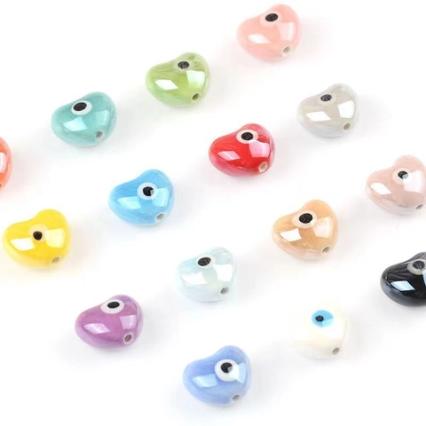 Perline In Ceramica A Cuore Malocchio Nazar Colorate Perline Sfuse A Forma Di Cuore Per Creazione Gioielli Fai Da Te