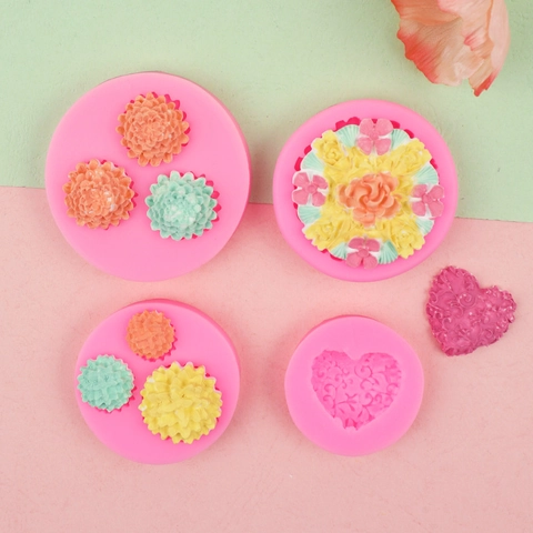 Flower Rose Heart Silicone Mold For Fondant Cake Decoration Valentine Day Chocolate Baking DIY Clay Craft Tool