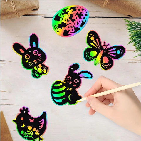 Ornamenti In Arte Da Grattare Di Pasqua Fai Da Te Coniglio Uovo Carta Arcobaleno Decorazioni Appese Per Bambini
