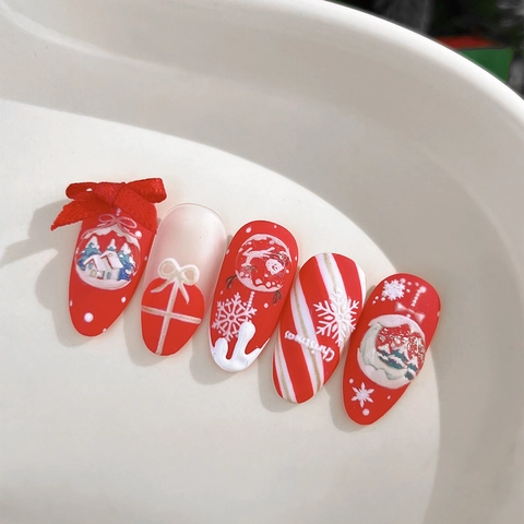 Christmas Nail Art Stickers 5D Embossed Snowman Elk Snowflake Designs DIY Manicure Decoration For Winter Holiday Women