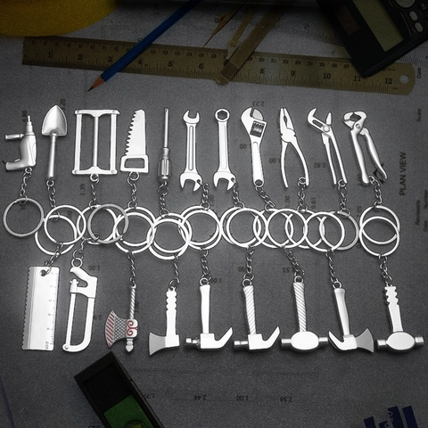 Simulation Mini Hardware Tool Keychain Zinc Alloy Wrench Hammer Pliers Creative Industrial Novelty Pendant Gift For Men