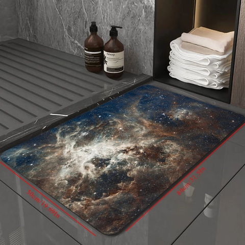Starry Sky Nebula Pattern Bath Mat Absorbent Quick Dry Non-Slip Diatom Mud Floor Rug For Bathroom Home Decor
