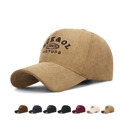 Casquette De Baseball En Velours Côtelé Broderie Lettre Réglable Chaud Chapeau Rétro Décontracté Pour Hommes Femmes Plein Air