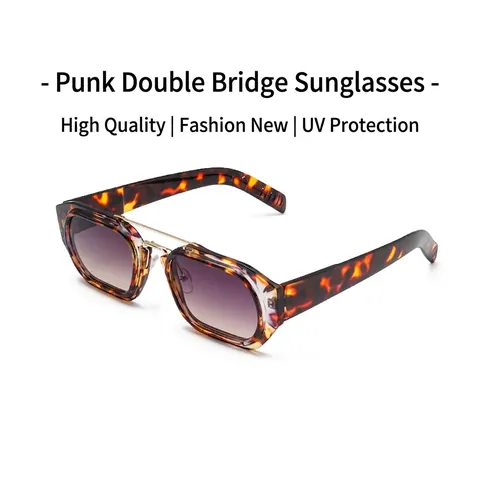 Vintage Eckige Sonnenbrille Metall Doppelsteg UV Schutz Mode Reise Brille Für Damen Herren