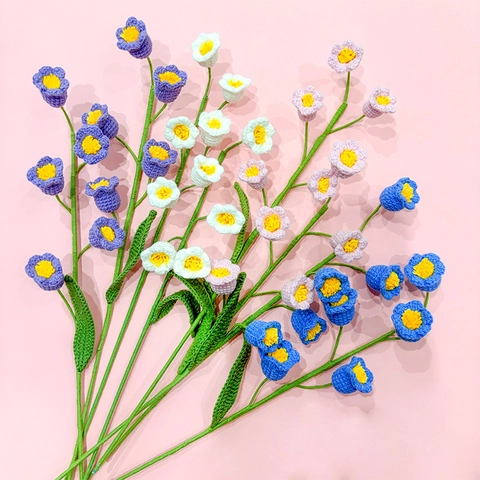 Handgemachte Gehäkelte Maiglöckchen Blumenstrauß Baumwollgarn Gestrickte Künstliche Blumen Für Haus Hochzeit Deko Geschenk
