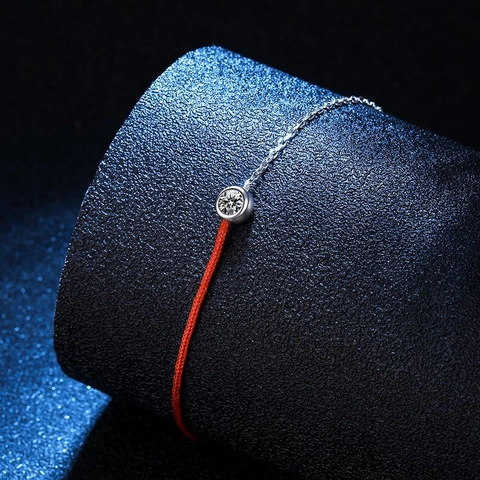 Moissanite 925 Sterling Silber Rotes Seil Armband Halbe Kette Minimalistischer Schmuck Für Frauen Verstellbar