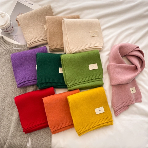 Sciarpa In Maglia Inverno Caldo Lungo Colore Solido Versatile Morbido Poliestere Scaldacollo Accessori Moda Per Donna Uomo