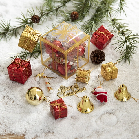 Ornamenti Appesi Per Albero Di Natale In Plastica Galvanizzata Palle Decorative Campanelli Scatole Regalo Decorazione Casa