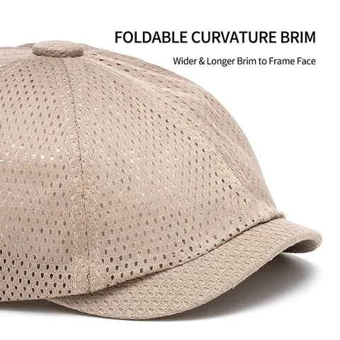 Breathable Mesh Newsboy Cap Cotton Polyester Sun Protection Summer Outdoor Vintage British Style Ivy Flat Cap For Men